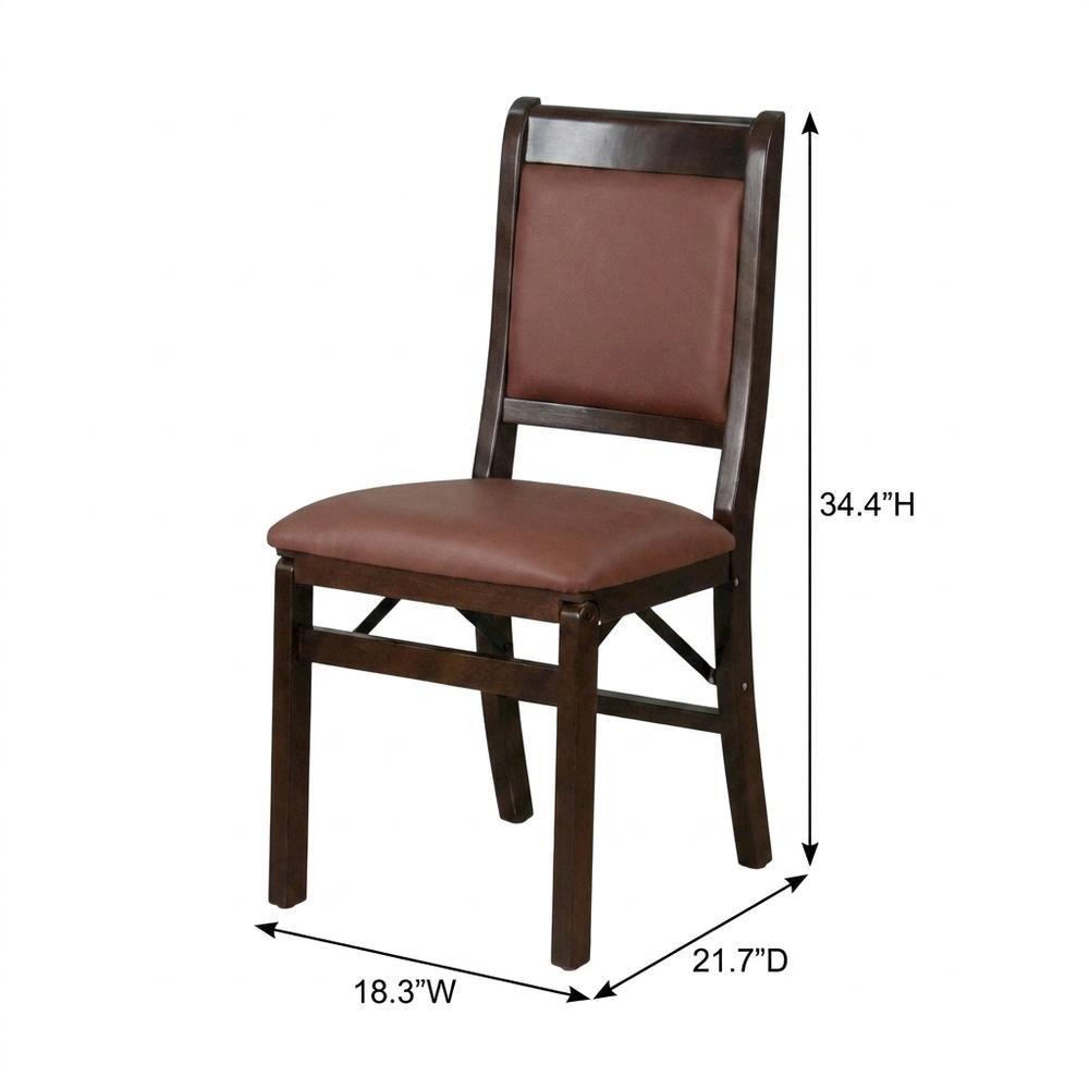 Solid Wood Dining Chairs with PU Leather Seat, 3-X Back, Set of 2, Mahogany. Picture 5