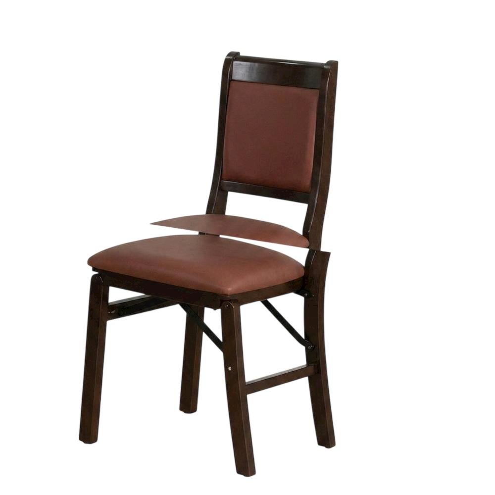 Solid Wood Dining Chairs with PU Leather Seat, 3-X Back, Set of 2, Mahogany. Picture 4
