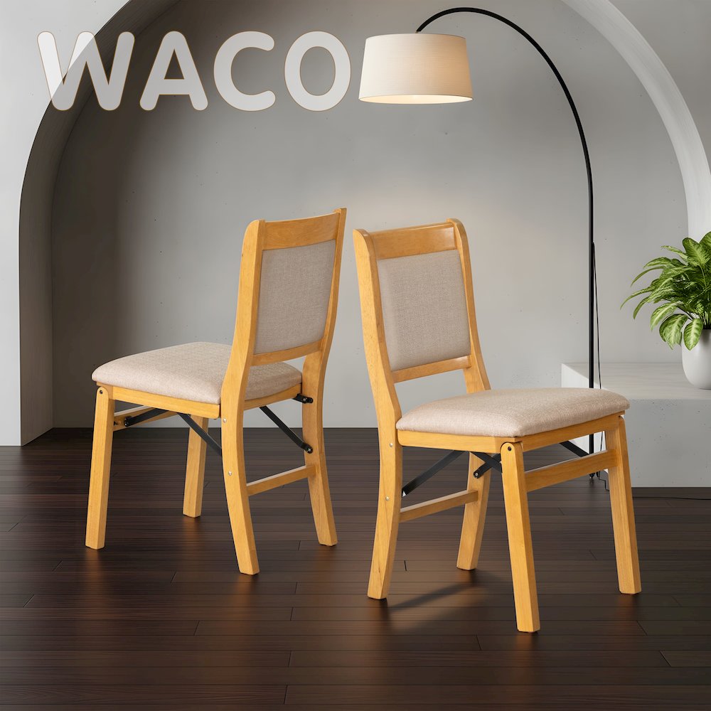 Waco Dining Chairs with PU Leather Seat, 3-X Back Design, Set of 2, Oak Wood. Picture 7