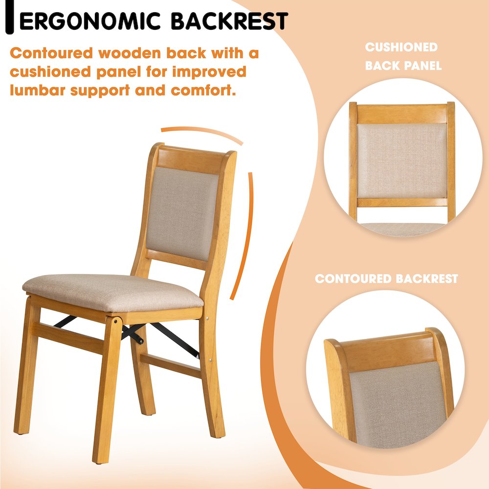 Waco Dining Chairs with PU Leather Seat, 3-X Back Design, Set of 2, Oak Wood. Picture 4