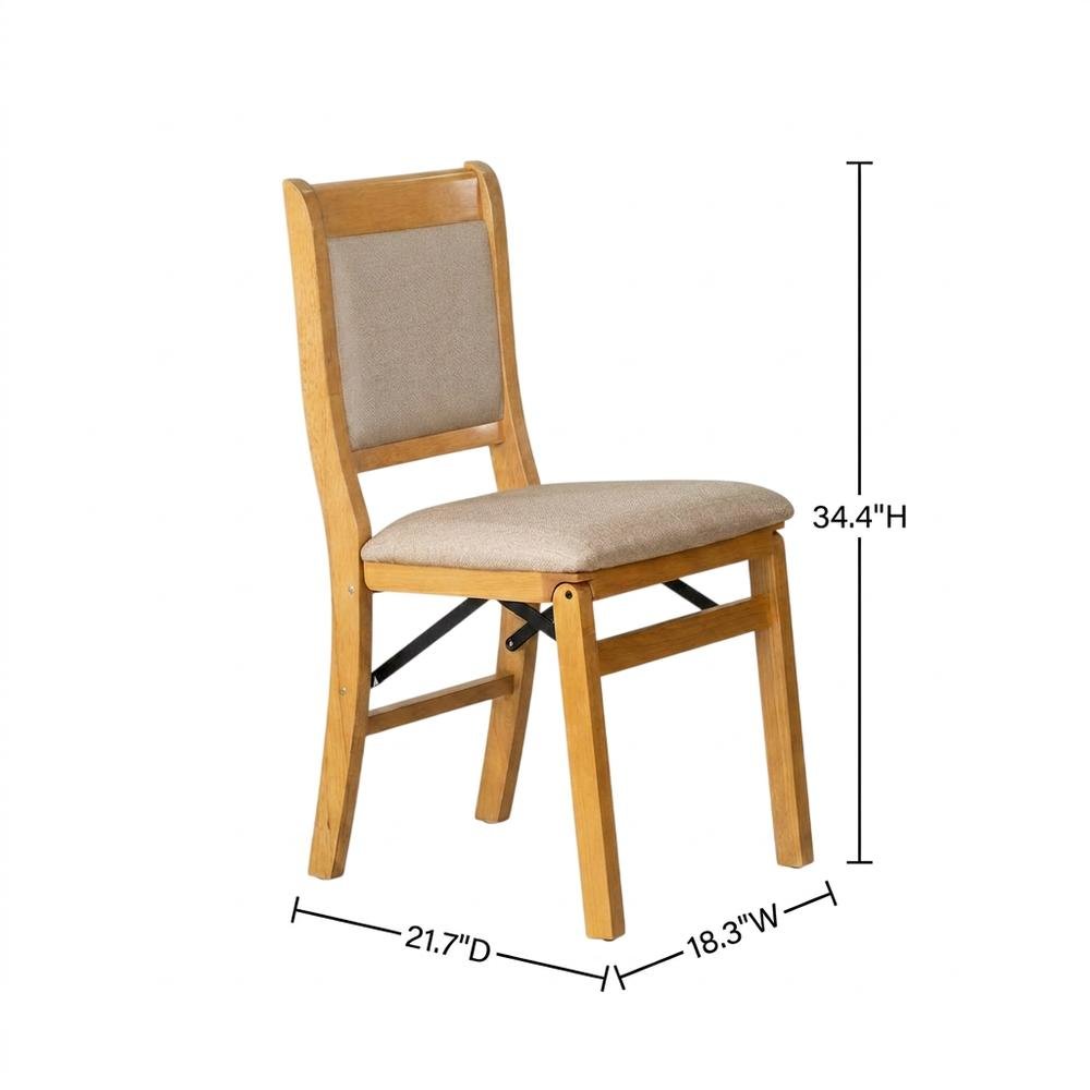 Solid Wood Dining Chairs with PU Leather Seat, 3-X Back, Set of 2, Oak. Picture 5