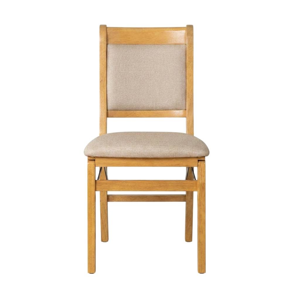Solid Wood Dining Chairs with PU Leather Seat, 3-X Back, Set of 2, Oak. Picture 1