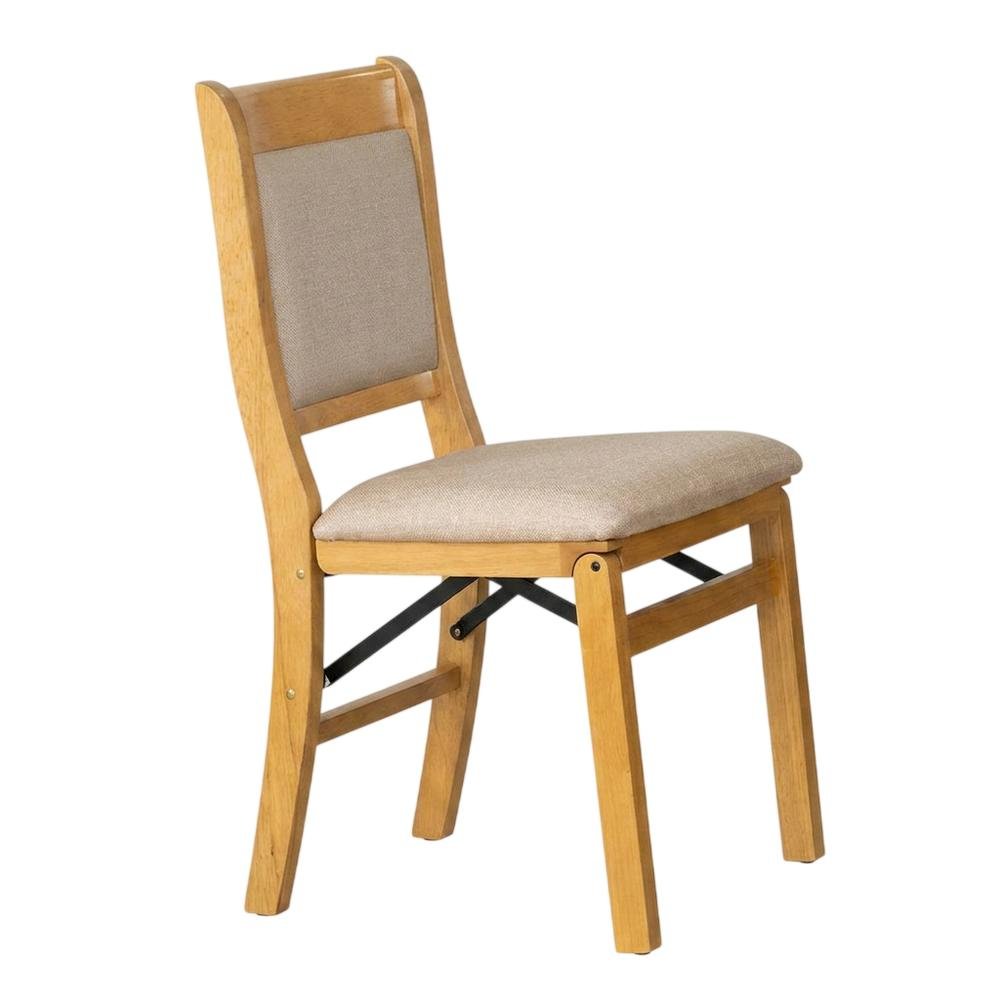 Solid Wood Dining Chairs with PU Leather Seat, 3-X Back, Set of 2, Oak. Picture 4