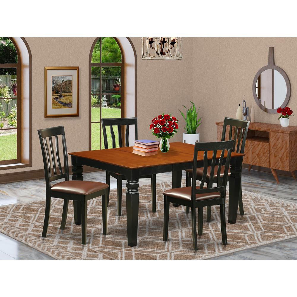 5  Pc  Dinette  set  with  a  Dinning  Table  and  4  Leather  Dining  Chairs  in  Black. Picture 1