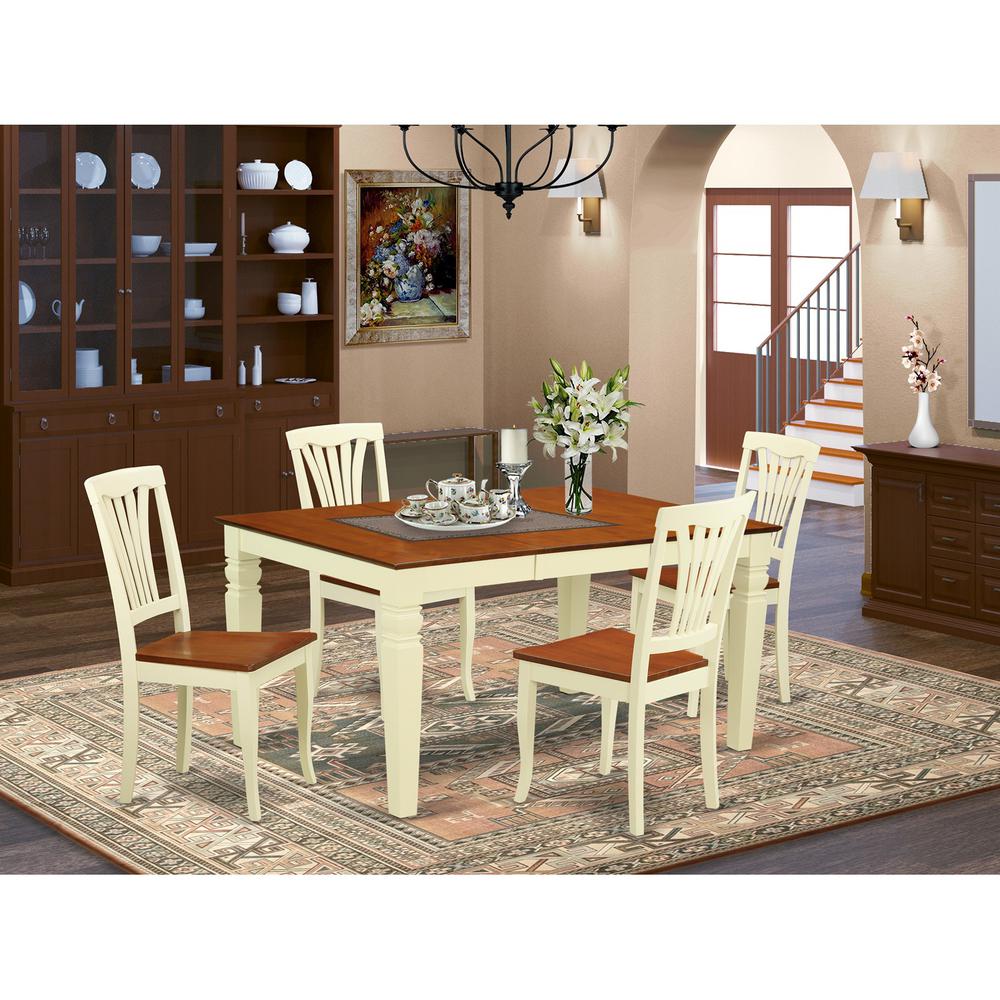 5  Pc  Kitchen  table  set  with  a  Dinning  Table  and  4  Wood  Dining  Chairs  in  Buttermilk  and  Cherry. Picture 1