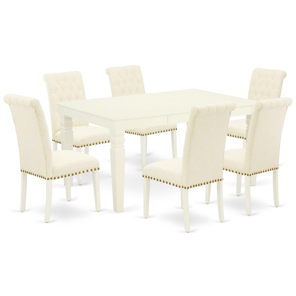 Dining Room Set Linen White, WEBR7-WHI-02. Picture 1
