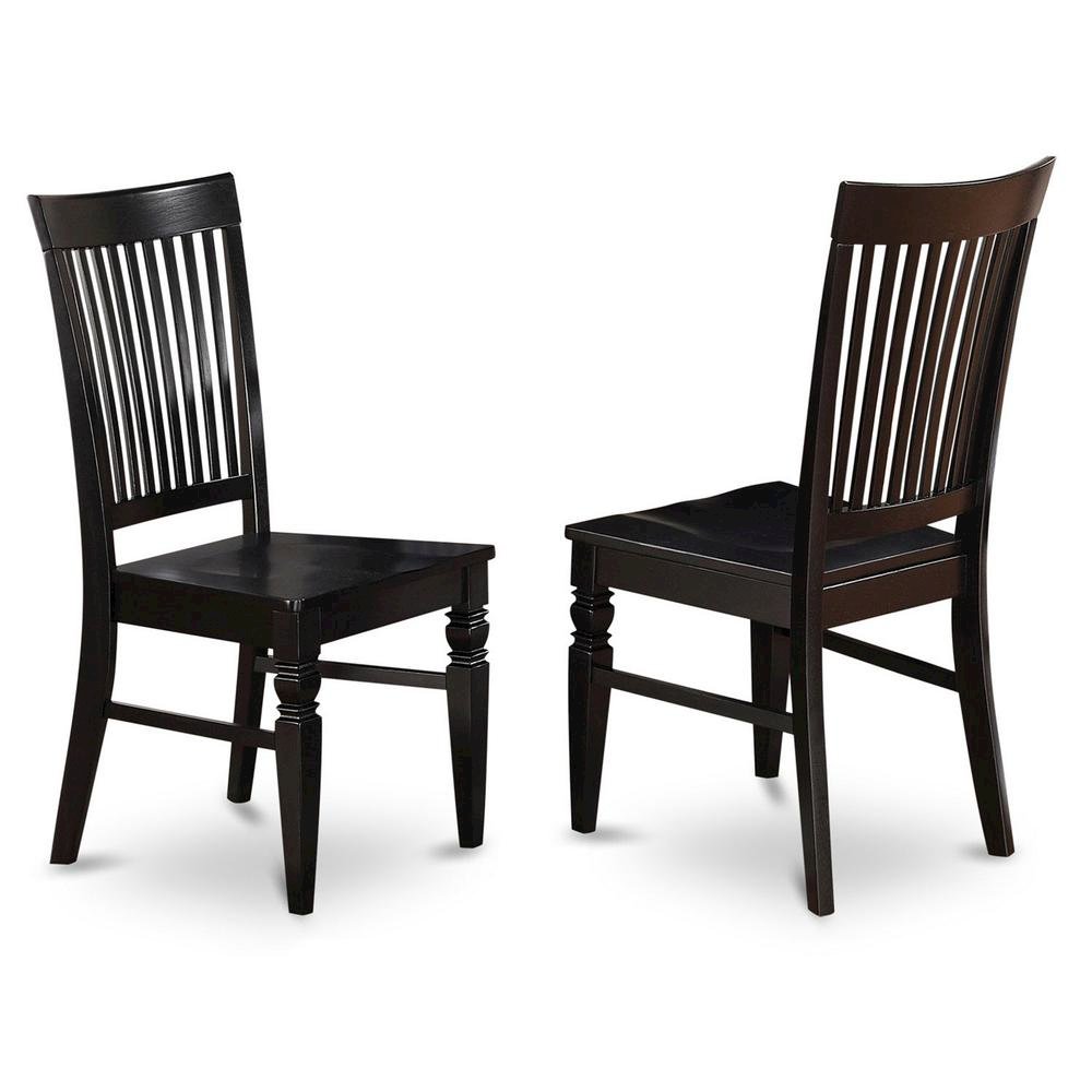 Elegant Black Wooden Dining Chairs – Classic Slatted Back, Set of 2. Picture 1