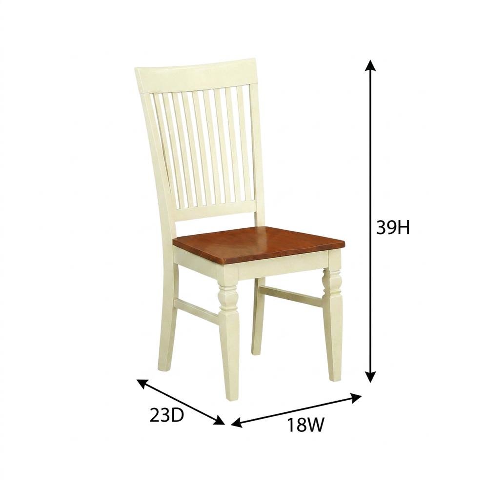 Wooden Dining Chair with Ladder Back for Kitchen and Dining Room, Set of 2. Picture 6