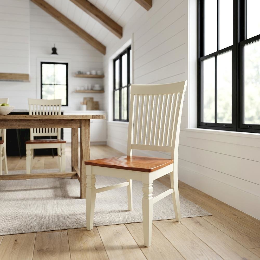Wooden Dining Chair with Ladder Back for Kitchen and Dining Room, Set of 2. Picture 3