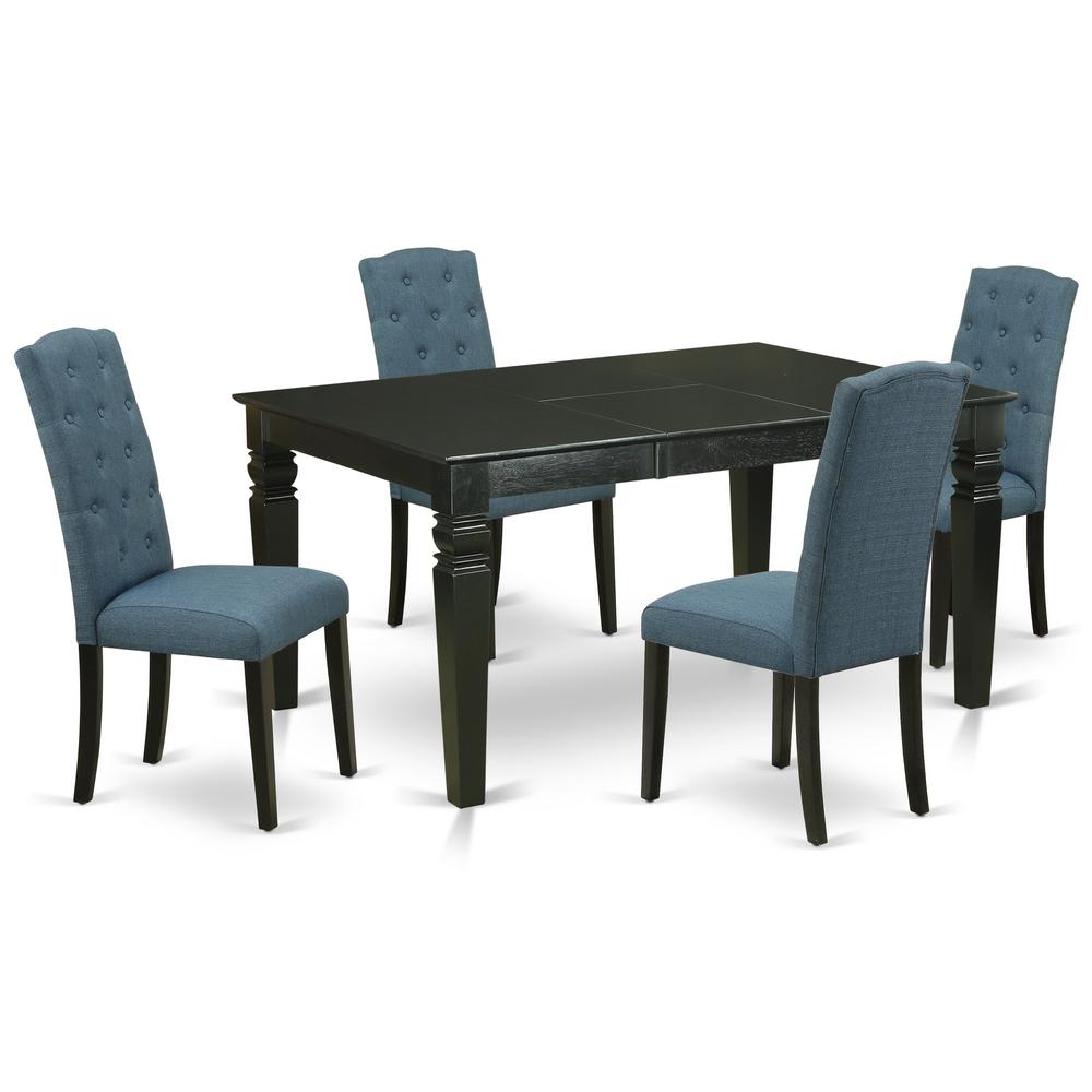 Dining Room Set Black, WECE5-BLK-21. Picture 1