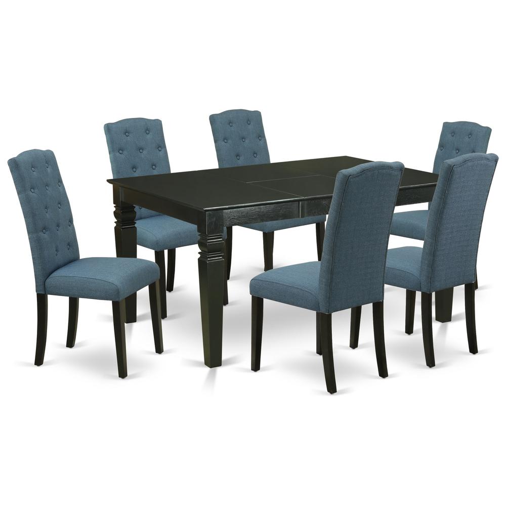 Dining Room Set Black, WECE7-BLK-21. Picture 1