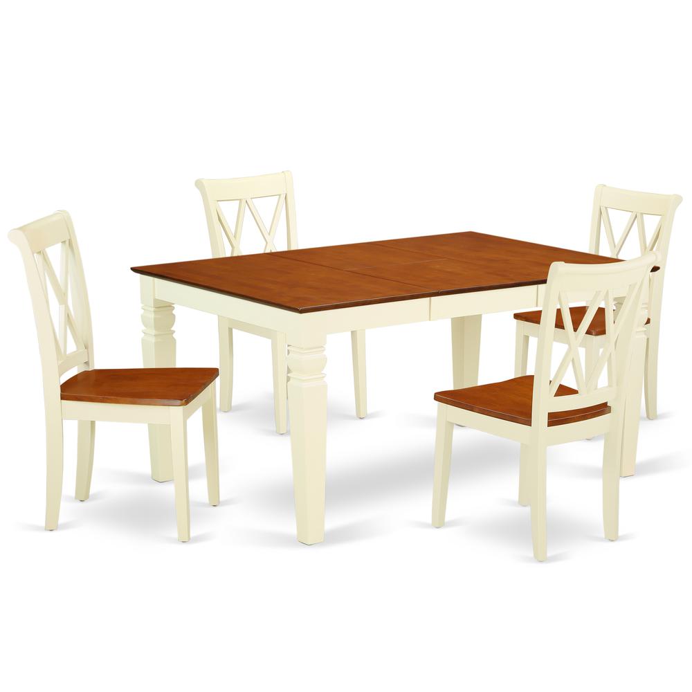 Dining Room Set Buttermilk & Cherry, WECL5-BMK-W. Picture 1