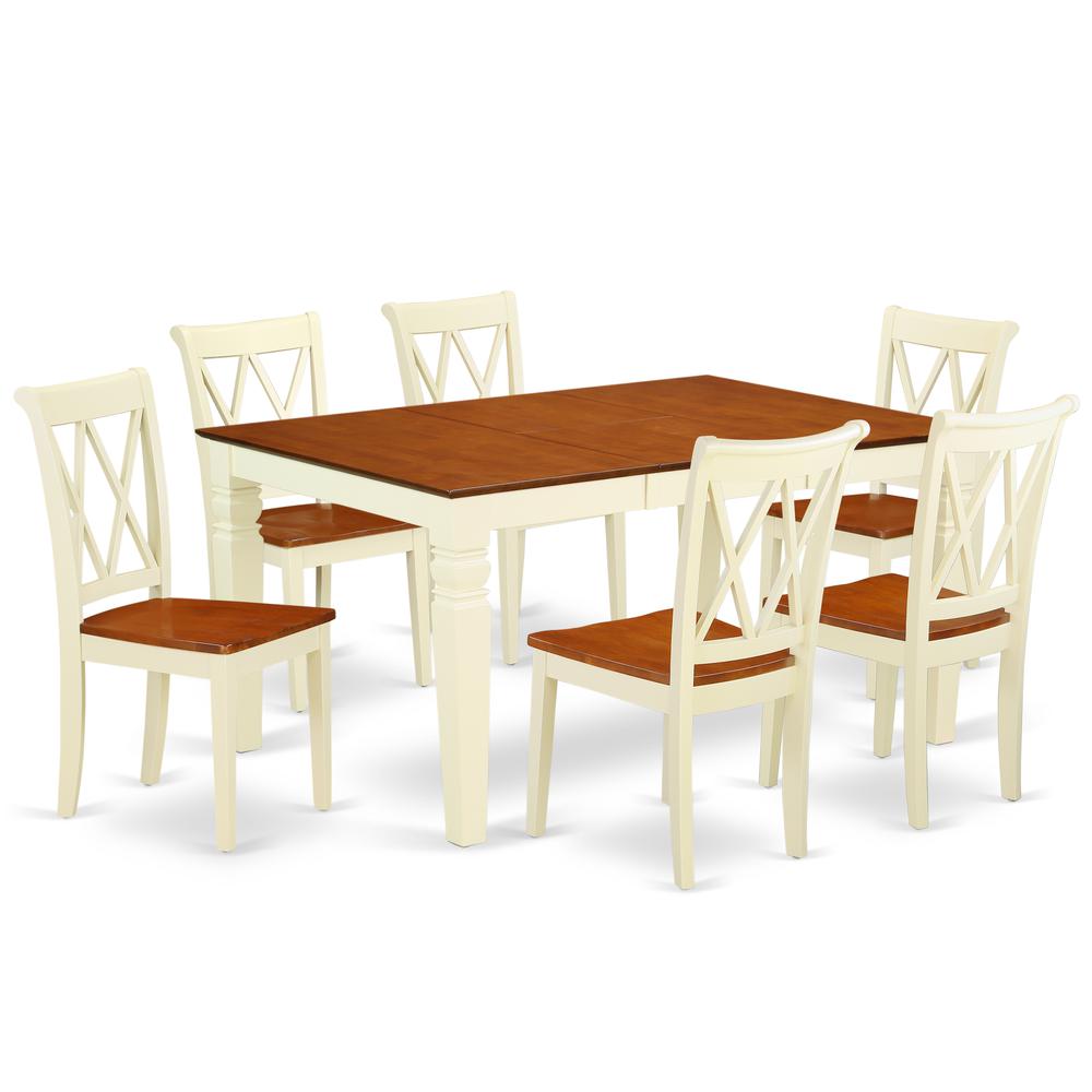 Dining Room Set Buttermilk & Cherry, WECL7-BMK-W. Picture 1