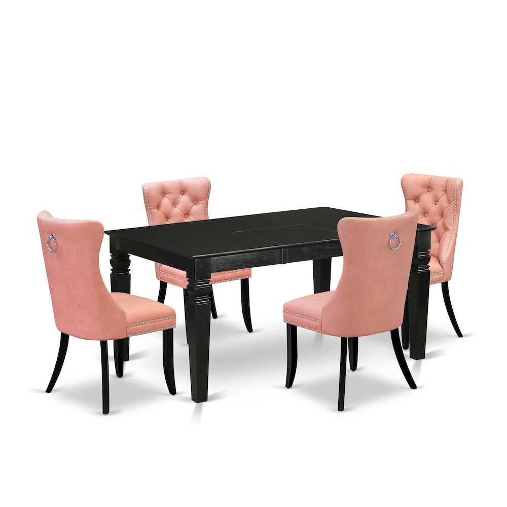 5 Piece Kitchen Table Set Contains a Rectangle Dining Table with Butterfly Leaf. Picture 1