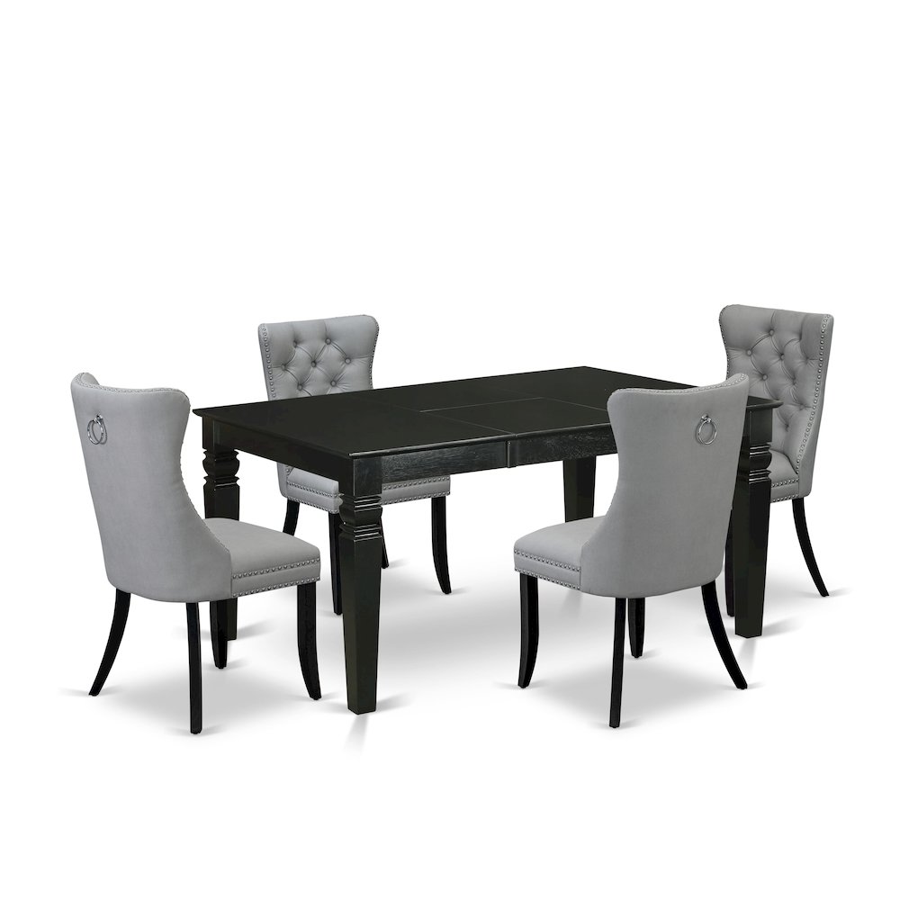 5 Piece Dining Table Set Contains a Rectangle Wooden Table with Butterfly Leaf. Picture 1