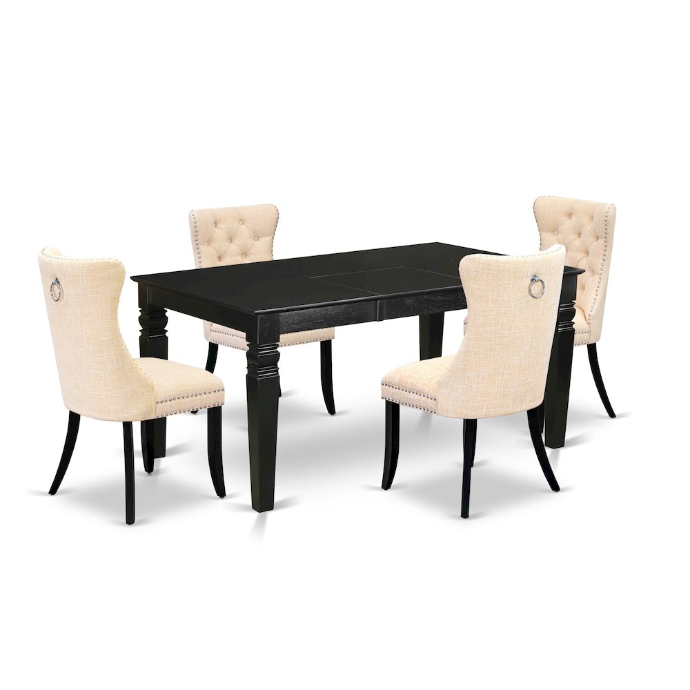 5 Piece Dining Set Consists of a Rectangle Wooden Table with Butterfly Leaf. Picture 1