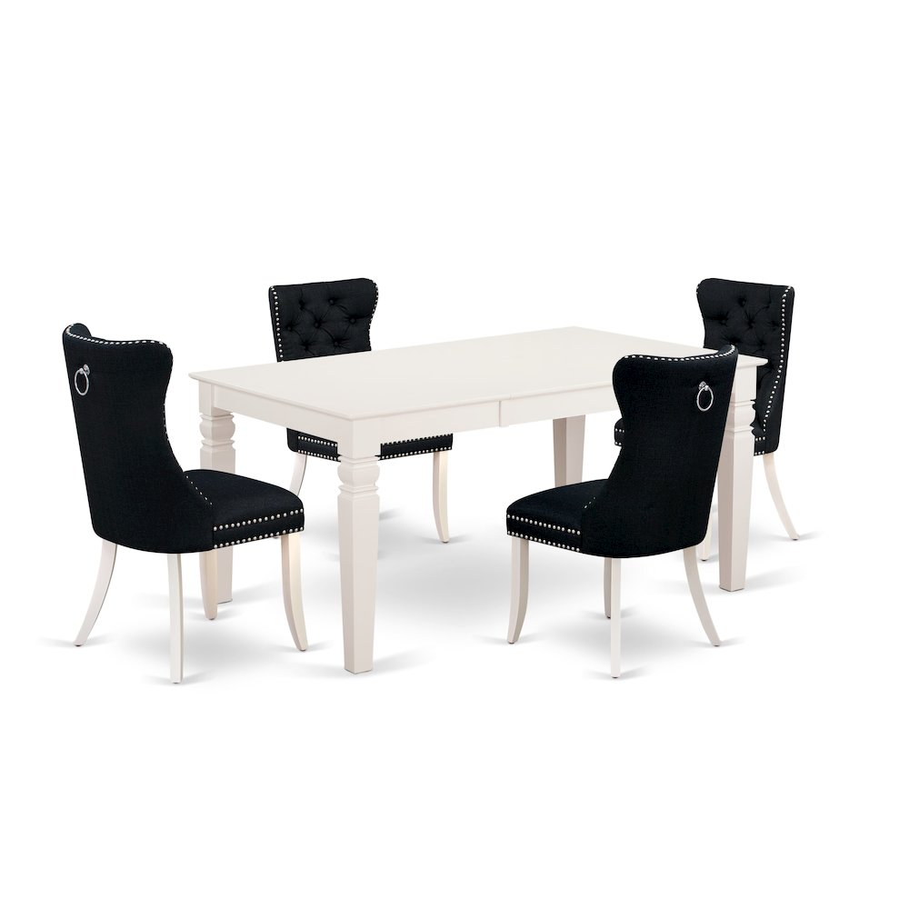 5 Piece Dining Room Set Contains a Rectangle Wooden Table with Butterfly Leaf. Picture 1