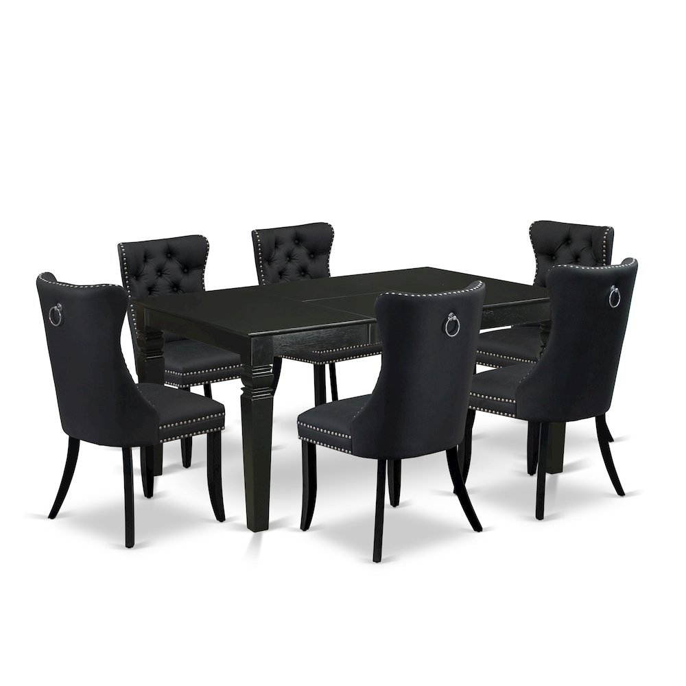 7 Piece Dining Table Set Contains a Rectangle Kitchen Table with Butterfly Leaf. Picture 1