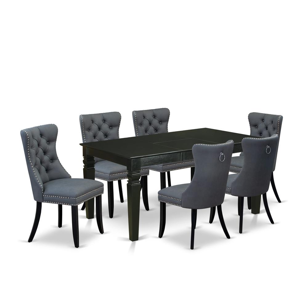 7 Piece Kitchen Table Set Contains a Rectangle Dining Table with Butterfly Leaf. Picture 6