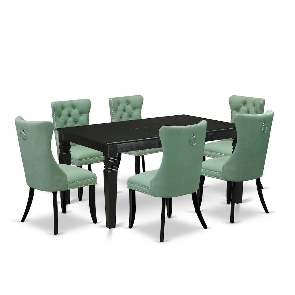 7 Piece Dining Set Consists of a Rectangle Kitchen Table with Butterfly Leaf. Picture 1