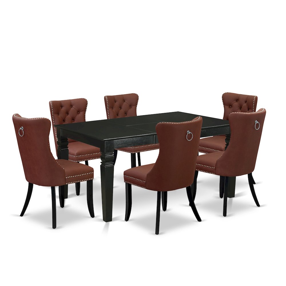 7 Piece Dining Set Consists of a Rectangle Kitchen Table with Butterfly Leaf. Picture 1