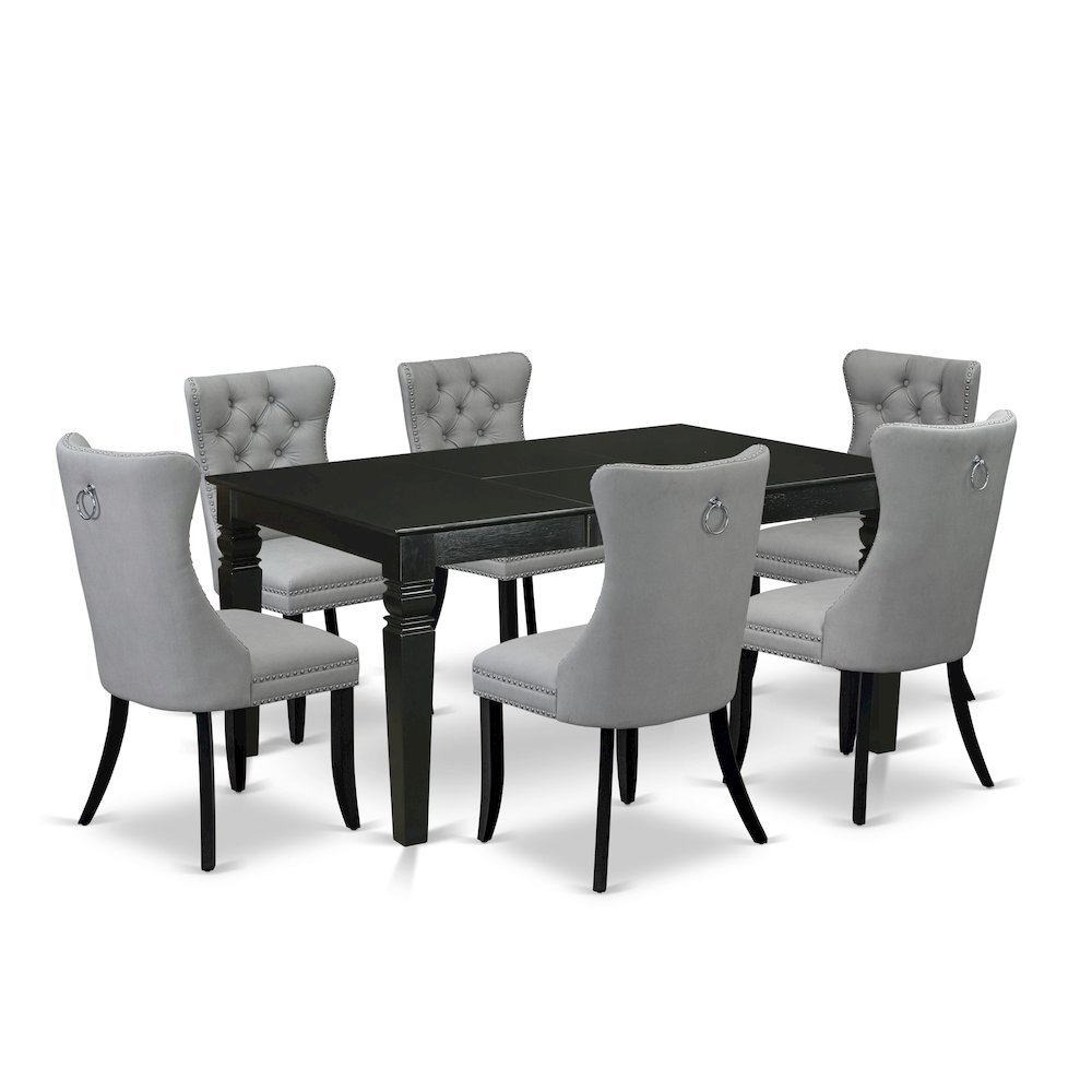 7 Piece Dining Set Consists of a Rectangle Kitchen Table with Butterfly Leaf. Picture 1