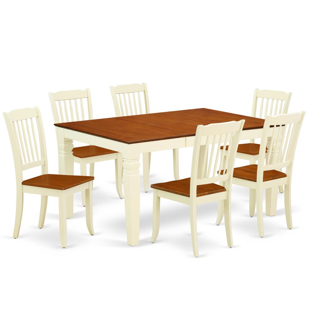 Dining Room Set Buttermilk & Cherry, WEDA7-BMK-W. Picture 1