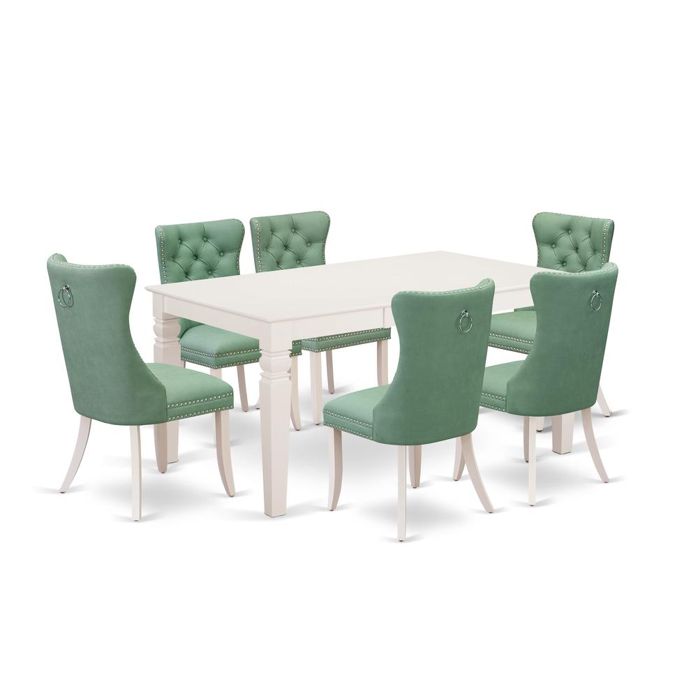 7 Piece Dining Table Set Contains a Rectangle Kitchen Table with Butterfly Leaf. Picture 6