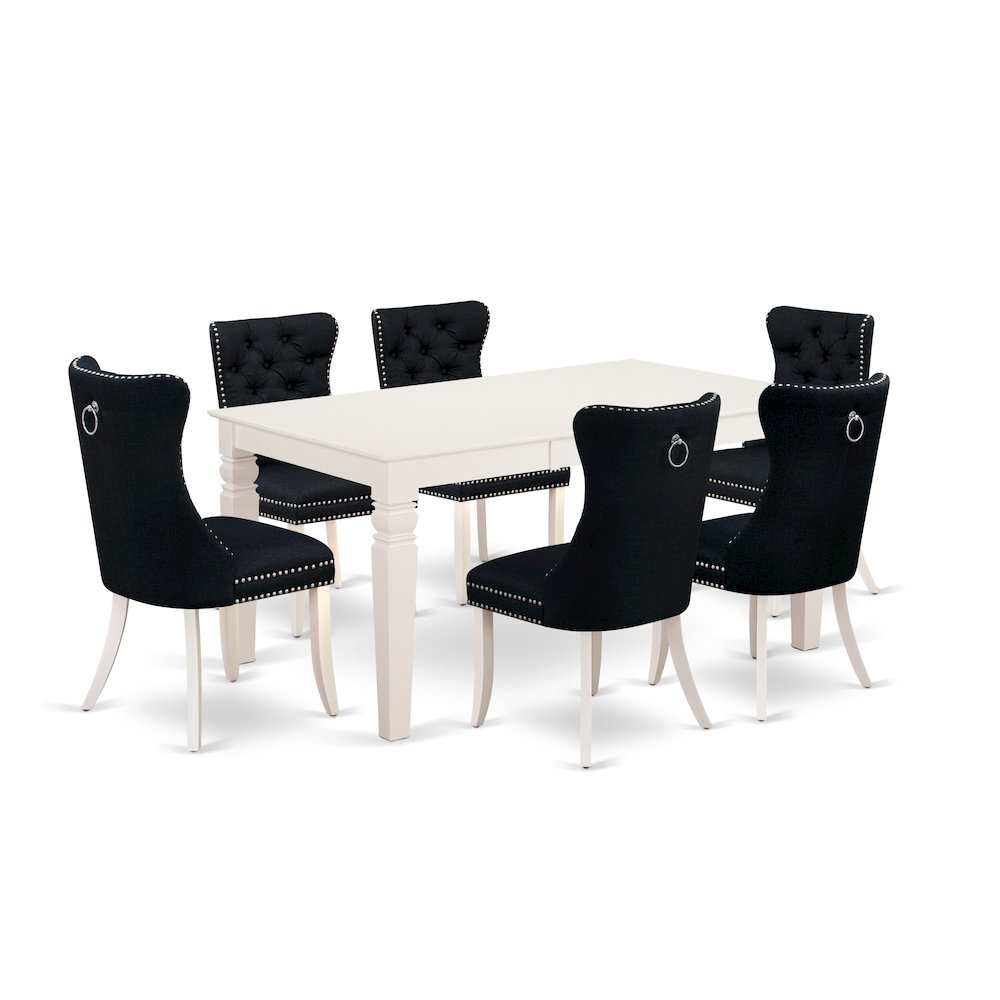 7 Piece Dining Table Set Contains a Rectangle Kitchen Table with Butterfly Leaf. Picture 1