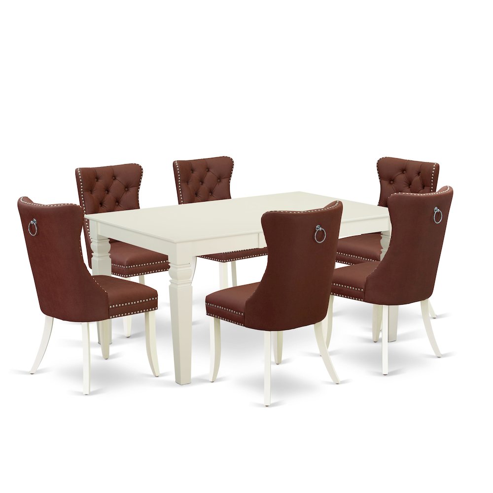 7 Piece Kitchen Table Set Contains a Rectangle Dining Table with Butterfly Leaf. Picture 1