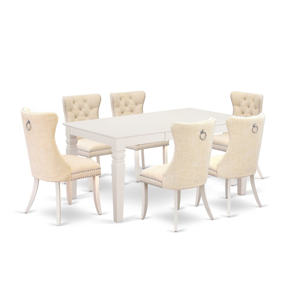 7 Piece Kitchen Set Consists of a Rectangle Dining Table with Butterfly Leaf. Picture 1
