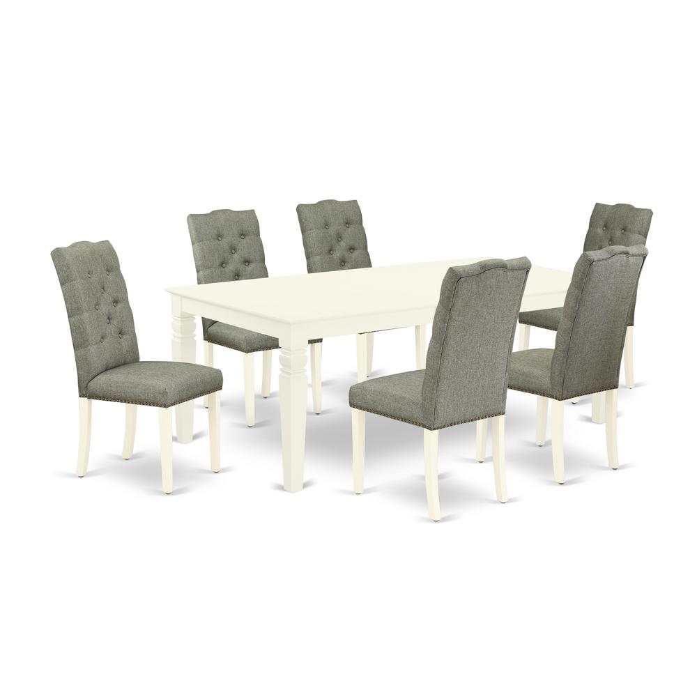 Dining Room Set Linen White, WEEL7-WHI-07. Picture 1