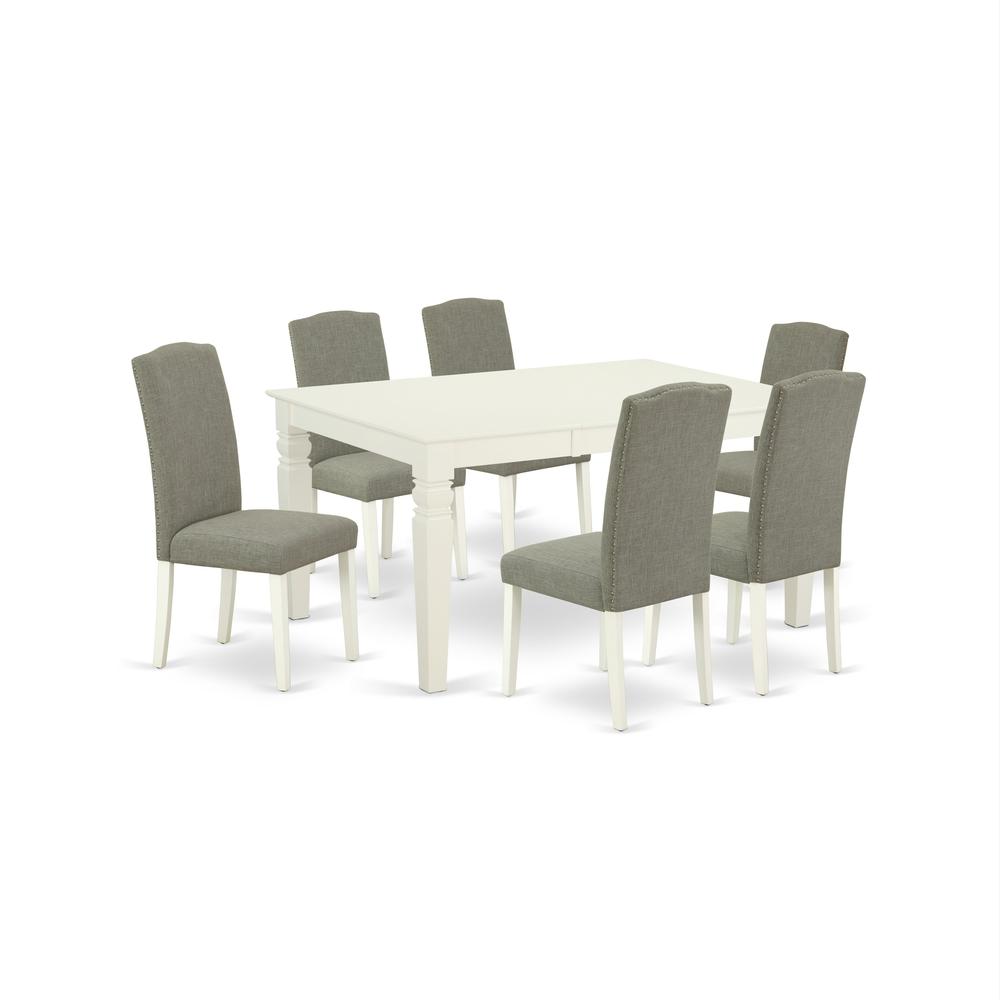 Dining Room Set Linen White, WEEN7-LWH-06. Picture 1