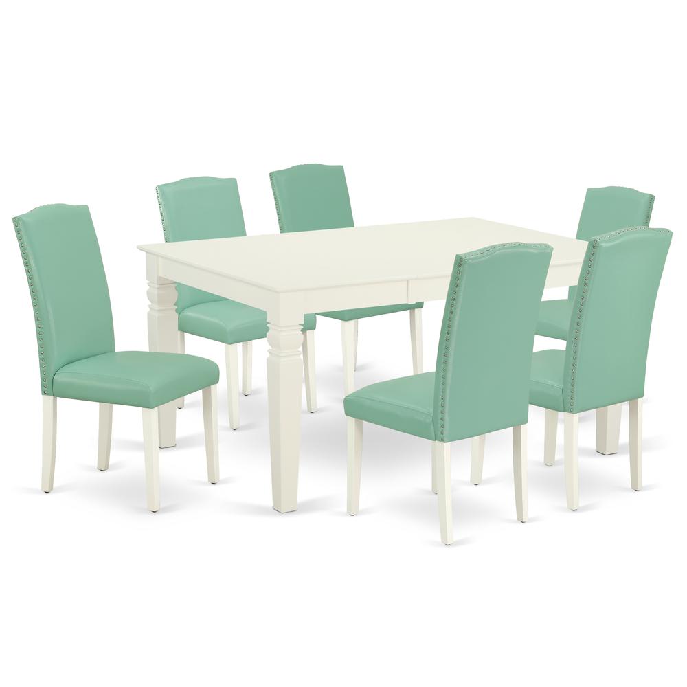 Dining Room Set Linen White, WEEN7-LWH-57. Picture 1