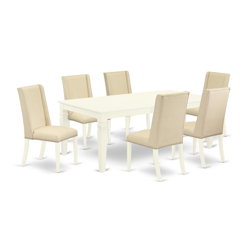 Dining Room Set Linen White, WEFL7-WHI-01. Picture 1