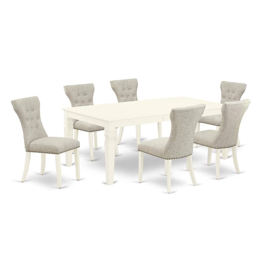 Dining Room Set Linen White, WEGA7-WHI-35. Picture 1