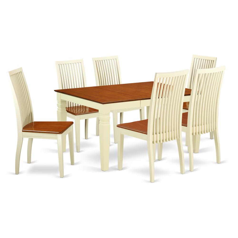 Dining Room Set Buttermilk & Cherry, WEIP7-BMK-W. Picture 1