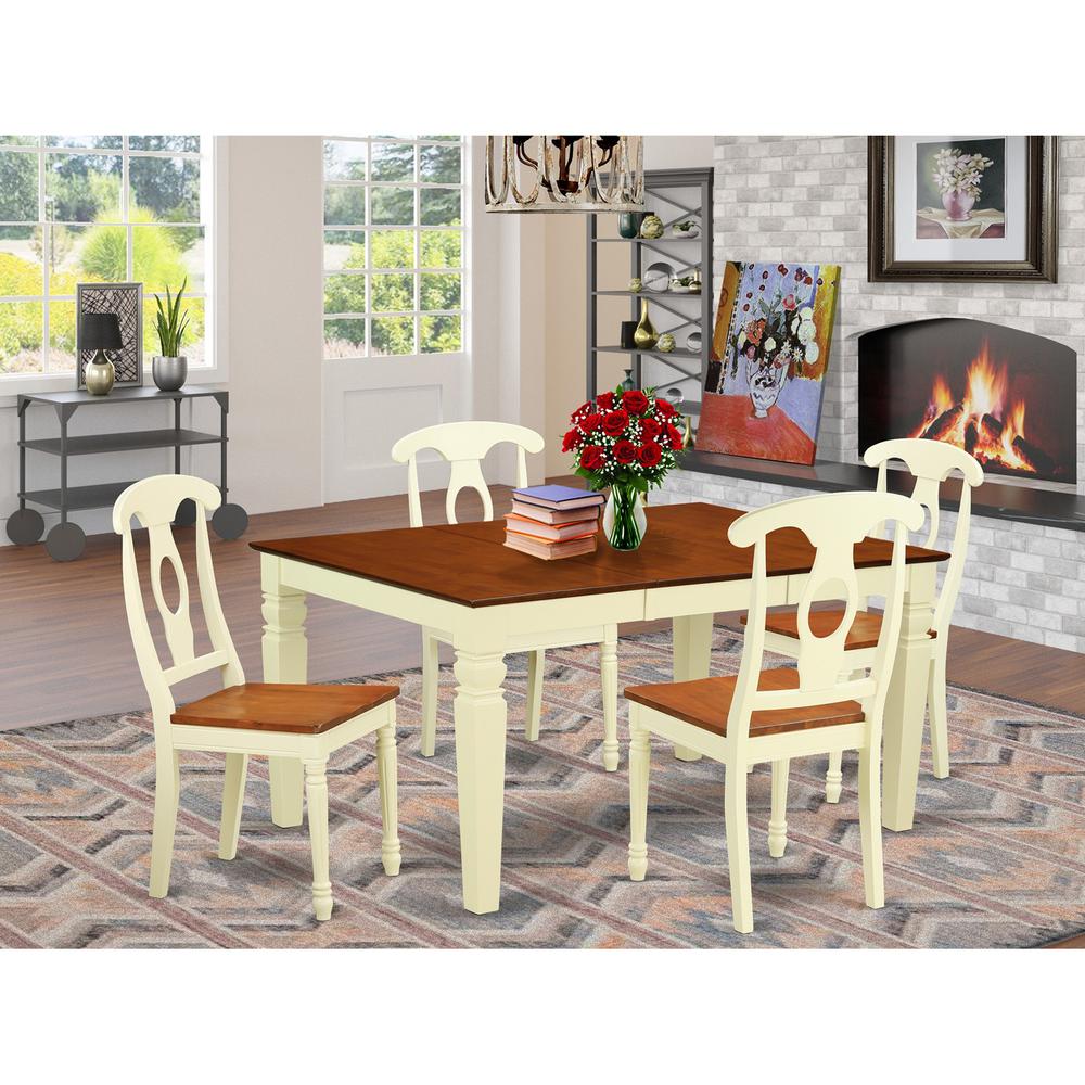 5  Pc  Kitchen  table  set  with  a  Dinning  Table  and  4  Wood  Dining  Chairs  in  Buttermilk  and  Cherry. Picture 1