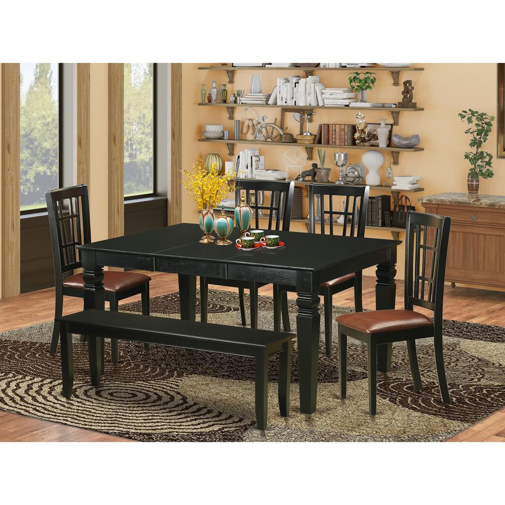 6-Pc  Kitchen  table  set  -  Kitchen  dinette  Table  and  4  Dining  Chairs  coupled  with  Bench. Picture 1