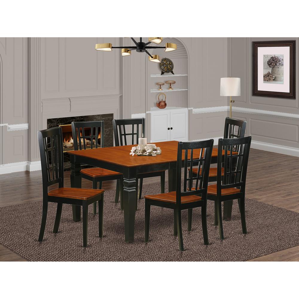 7  Pc  Kitchen  table  set  with  a  Dining  Table  and  6  Wood  Dining  Chairs  in  Black. Picture 1