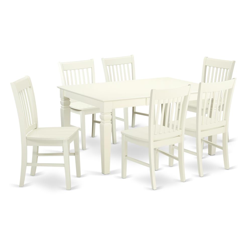 Dining Room Set Linen White, WENO7-LWH-W. Picture 1