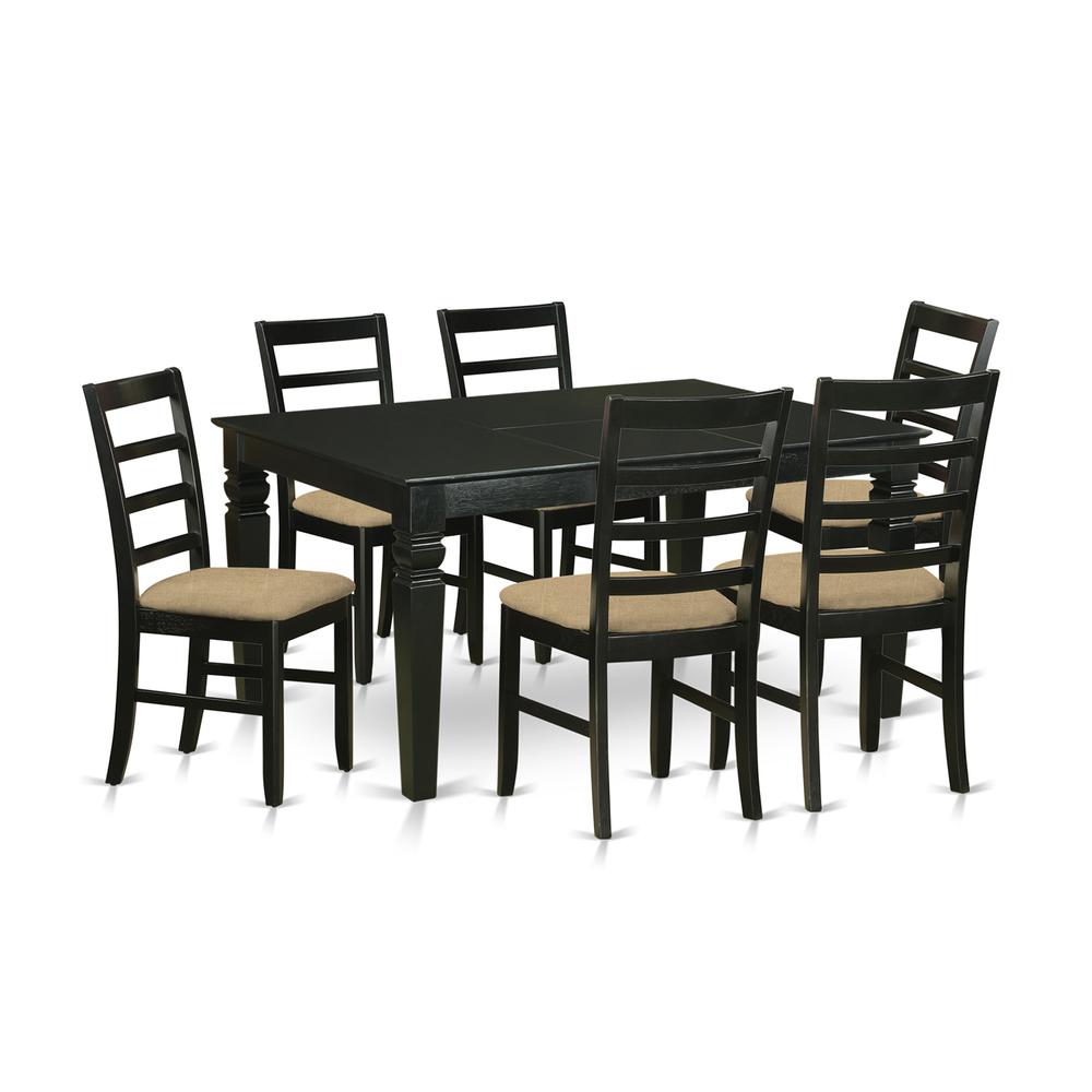 WEPF7-BLK-C 7 Pc dinette set for 6-Dining Table and 6 dinette Chairs. Picture 1
