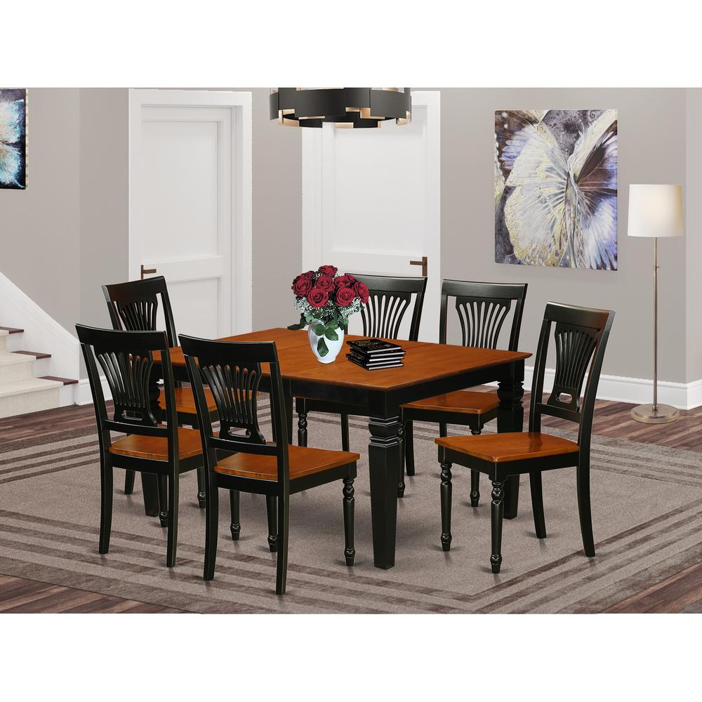 7  Pc  Dining  Room  set  with  a  Dining  Table  and  6  Wood  Kitchen  Chairs  in  Black. Picture 4