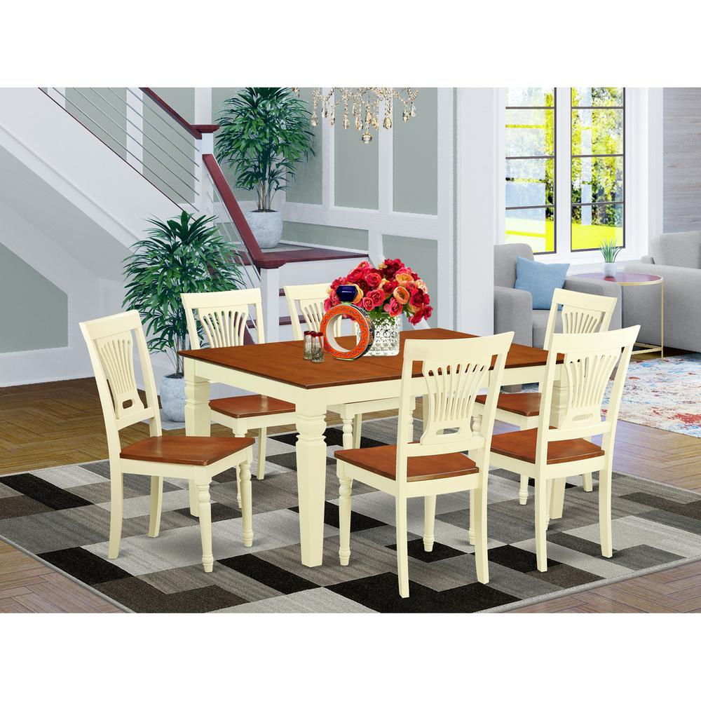 7  Pc  Kitchen  table  set  with  a  Dining  Table  and  6  Wood  Kitchen  Chairs  in  Buttermilk  and  Cherry. Picture 1