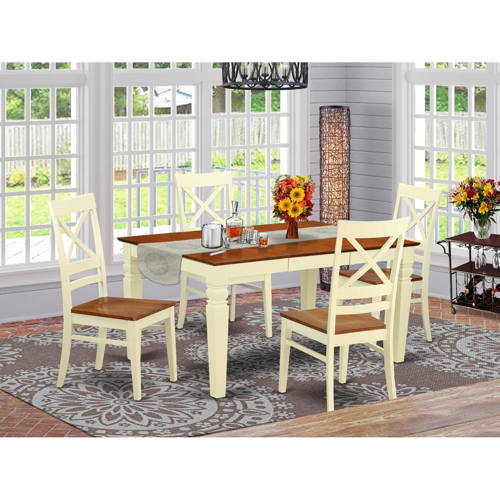 5  Pc  Kitchen  table  set  with  a  Dinning  Table  and  4  Wood  Dining  Chairs  in  Buttermilk  and  Cherry. Picture 4