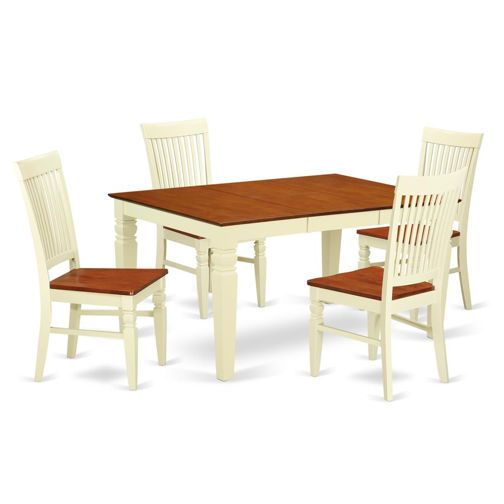 Dining Room Set Buttermilk & Cherry, WEST5-BMK-W. Picture 1