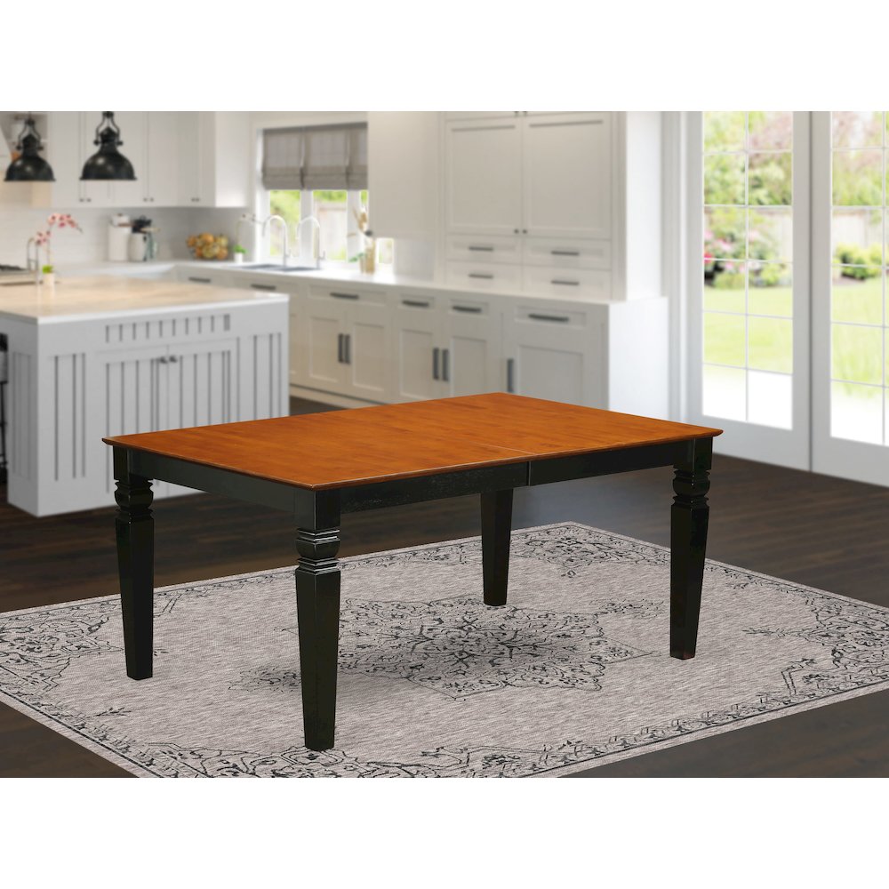 Weston  Rectangular  Dining  Table  with  18  in  butterfly  Leaf  in  Black  and  Cherry. Picture 2