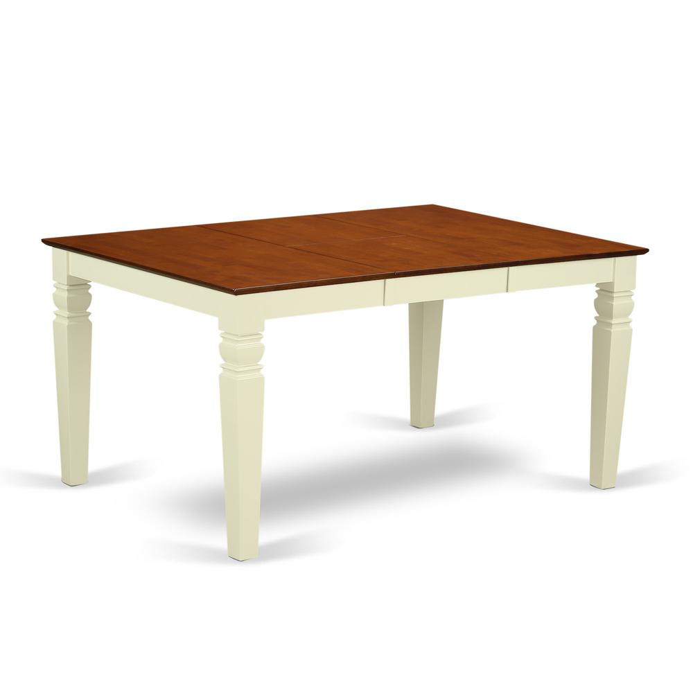 WEPL5-BMK-C 5 Pc Kitchen table set with a Dining Table and 4 Kitchen Chairs in Buttermilk and Cherry. Picture 4