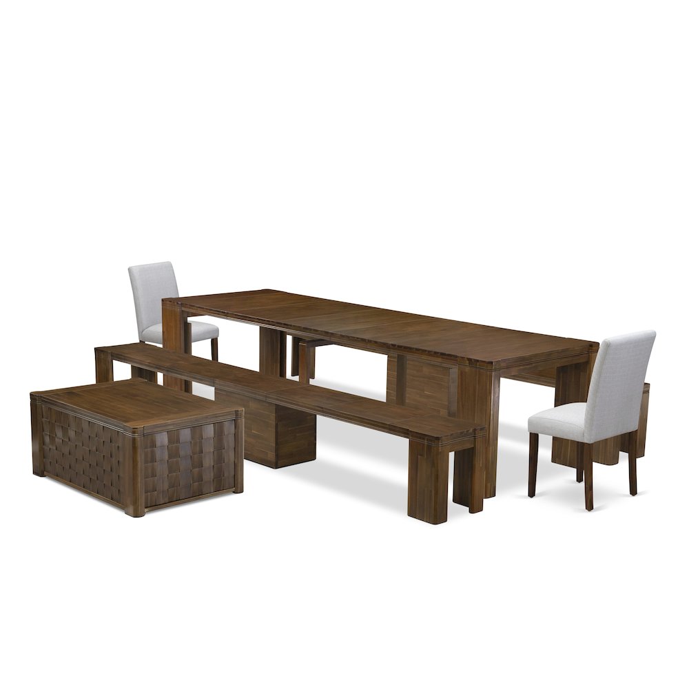 6 Pieces Extendable Dining Set Includes a Rectangle Kitchen Table. Picture 1