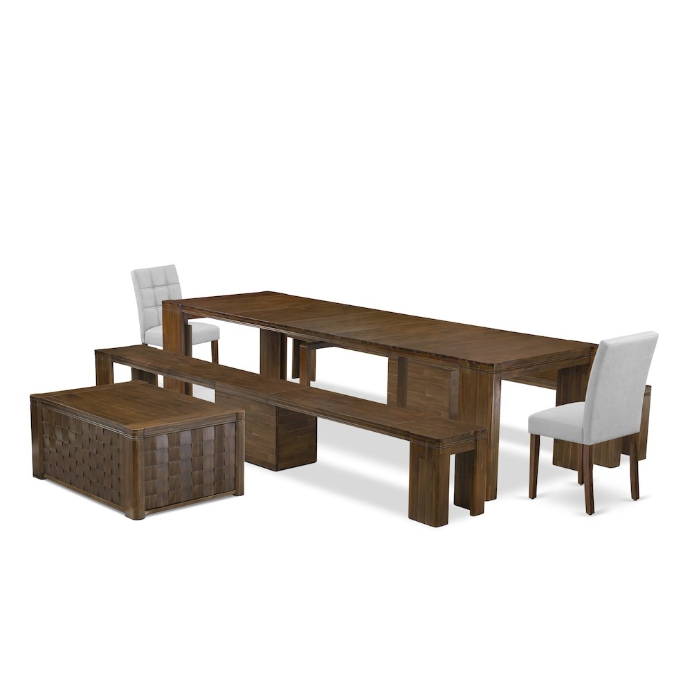6 Pieces Extendable Dining Set Includes a Rectangle Kitchen Table. Picture 1